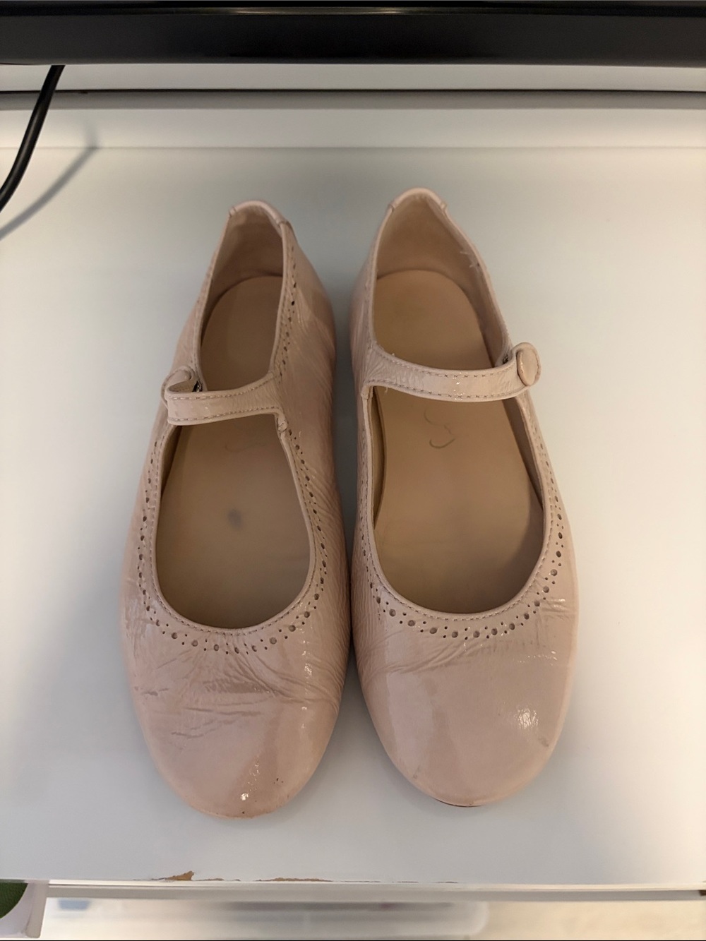 Women’s Mary Jane Patent Ballet Flats in Blush Pink Size 34